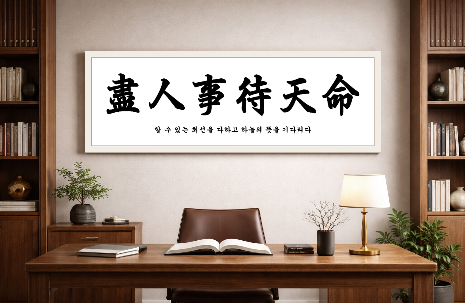 진인사대천명 돈들어오는 인테리어 그림 거실 사무실 액자 합격 개업 선물 기본문구중형 이미지 2