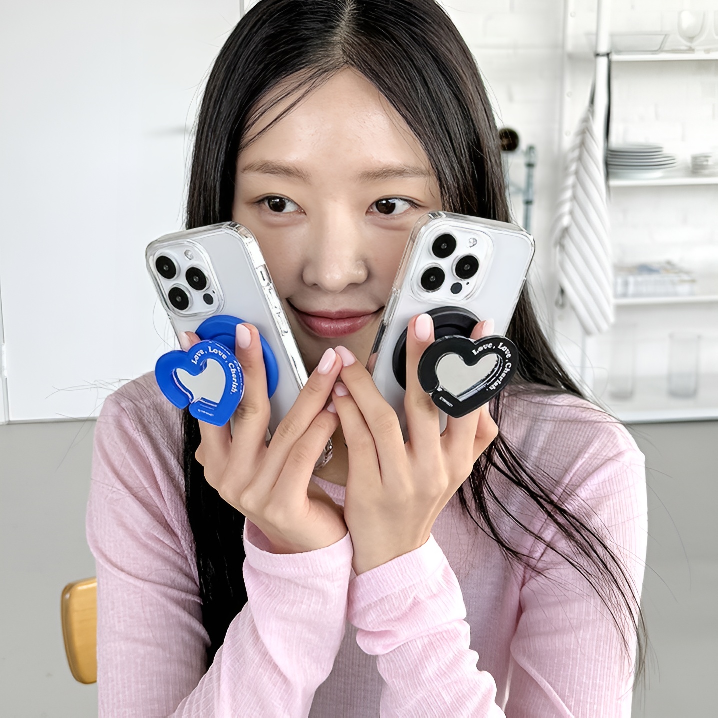 하트 미러 맥세이프 그립 톡 원형 사각 거울 네오디뮴 마그네틱 아크릴 이미지 6