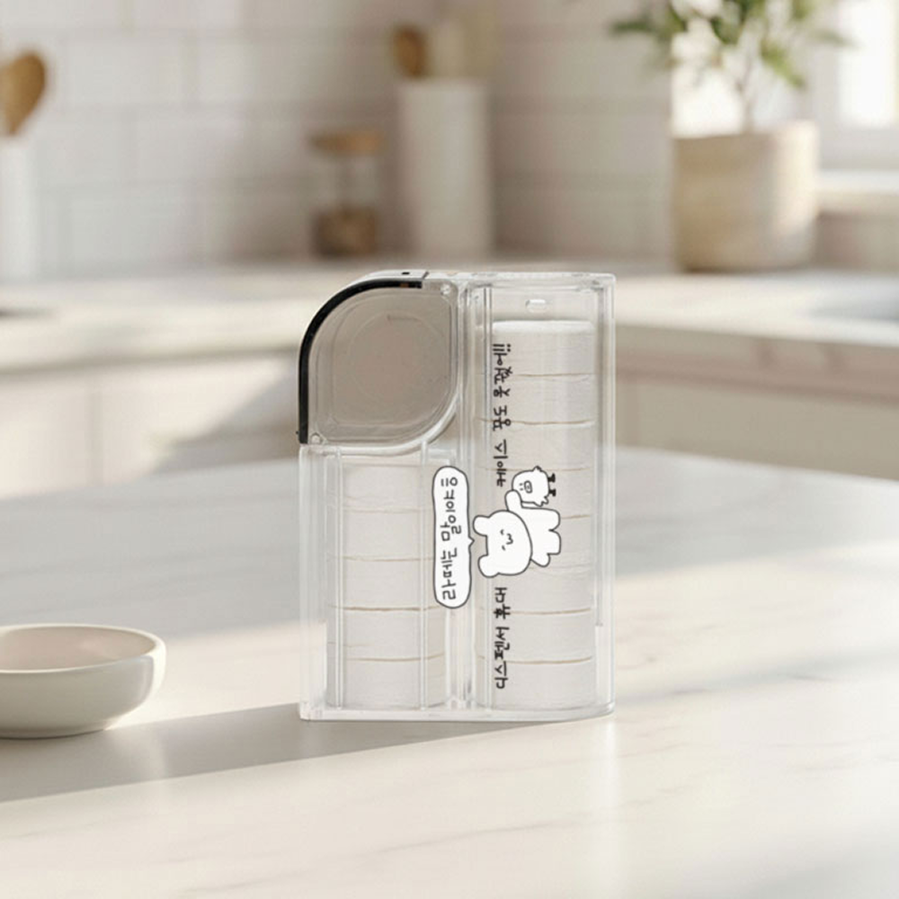 압축 라떼 티슈 50매+1W 라떼티슈케이스 동전 [100%천연원단] 국내생산 코인