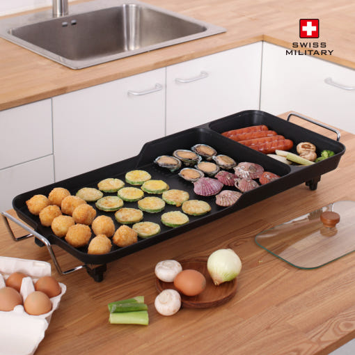 3IN1 그릴 구이 냄비 대형 원형 전기 후라이팬 명절 잔치팬