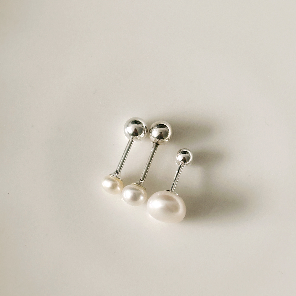 silver925 미니 담수진주 피어싱 귀걸이 3mm 4mm 6mm 실버925 트라거스 이미지 7
