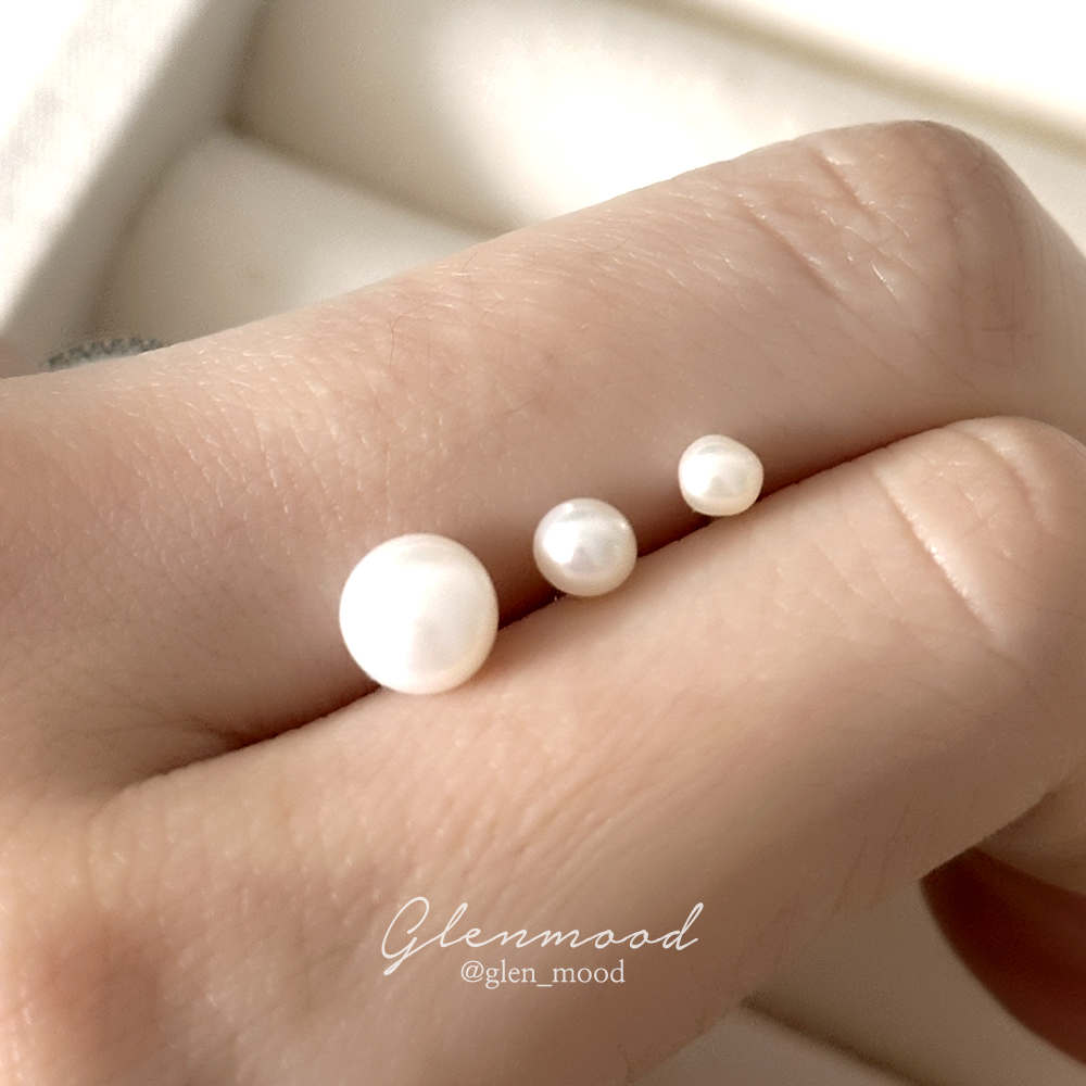 silver925 미니 담수진주 피어싱 귀걸이 3mm 4mm 6mm 실버925 트라거스 - 상품 이미지