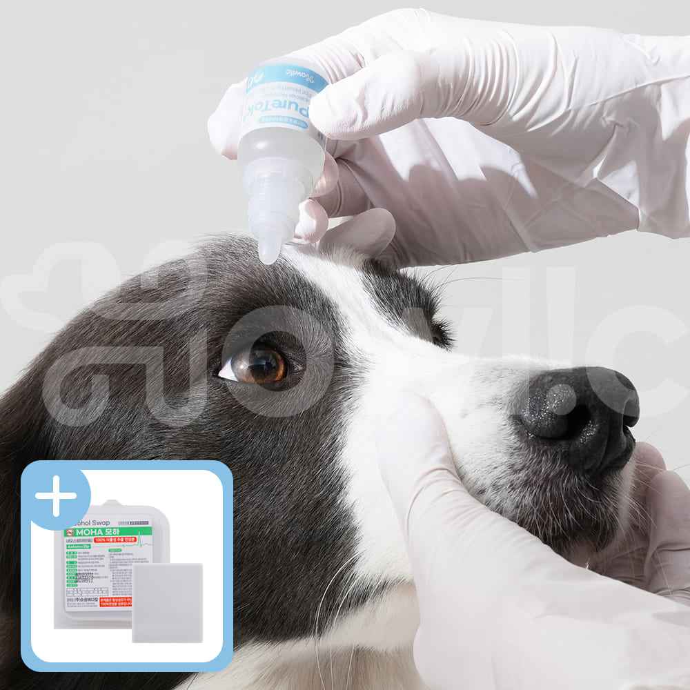 (2개구성)퓨어톡 강아지 고양이 애견 눈 염증 충혈 눈물자국 눈꼽 개선 안구 약 20ml