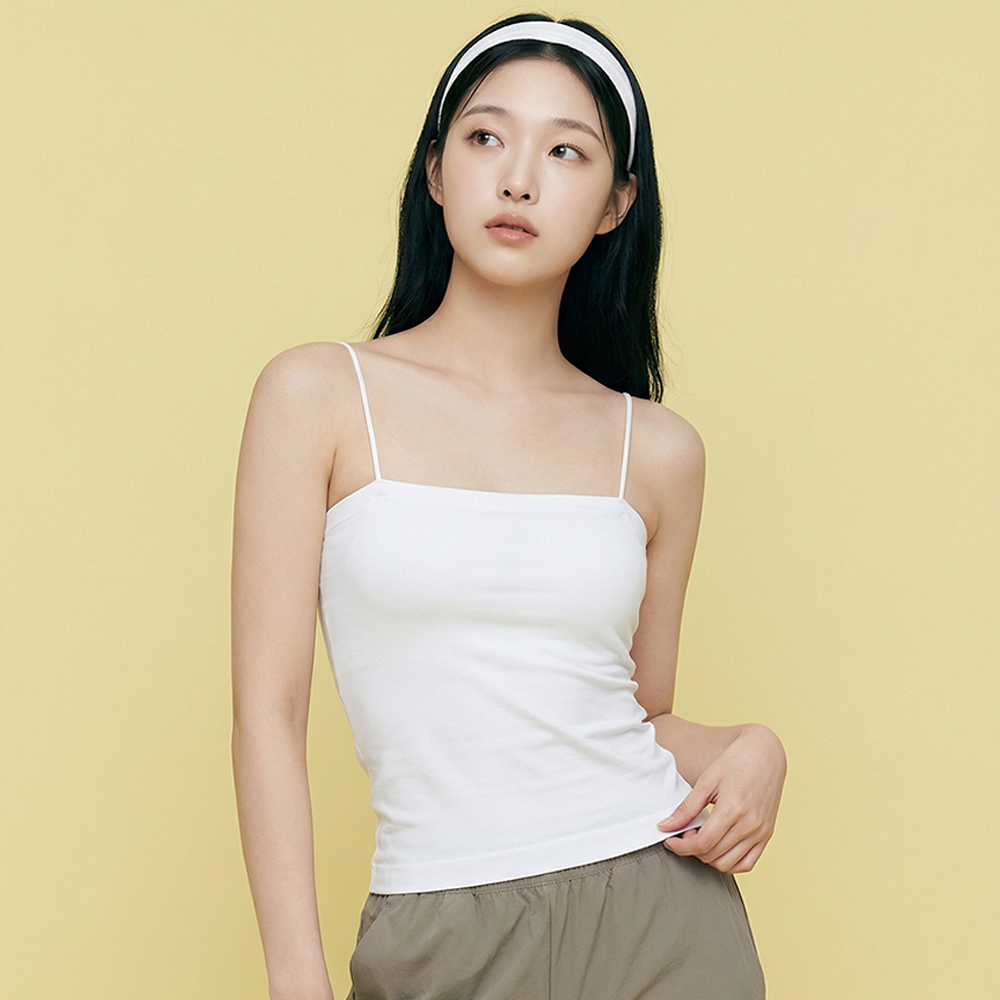 누모 캡내장 크롭 슬리브리스 일자넥 브라 탑 - 상세 이미지 5