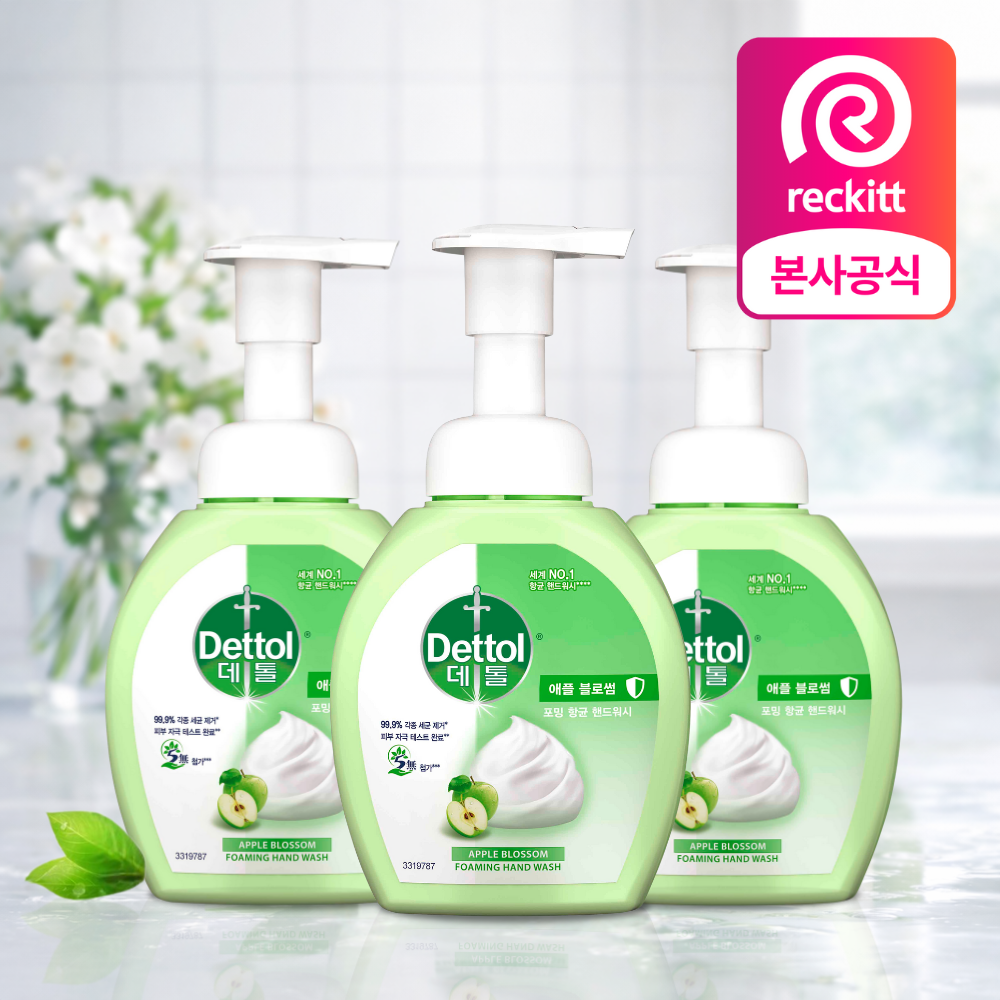 데톨 포밍 항균 핸드워시 애플블로썸, 250ml, 3개 - 상품 이미지