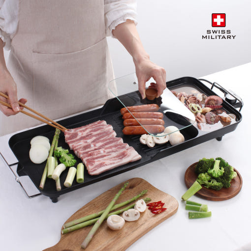 3IN1 그릴 구이 냄비 대형 원형 전기 후라이팬 명절 잔치팬