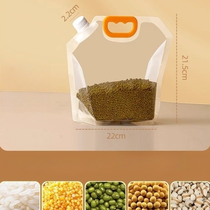 오곡 밀폐 비닐 봉투 보관 가방 손잡이형 간편한 싱크대 정리 수납 용기 1.5kg 10개 - 상품 이미지