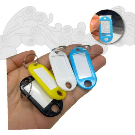 네임택 키링 이름표 가방 열쇠고리 학교 사무실 어린이집 유치원 단체 라벨 명찰 투명창 플라스틱 컬러