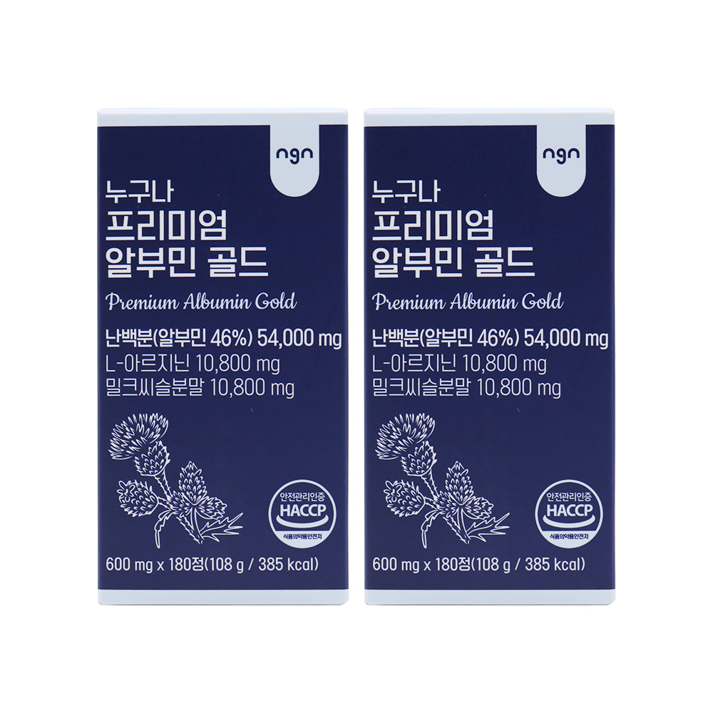 누구나건강 알부민 영양제 난백 고함량 알약 180정, 2개 - 상품 이미지