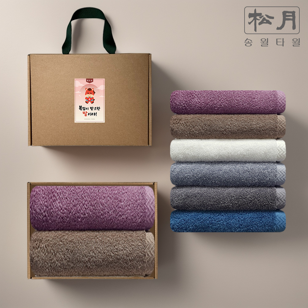 송월타올 2026 신년 붉은말 캐릭터 새해 감사수건 30수 호텔수건2P 고급 선물세트 제품 이미지