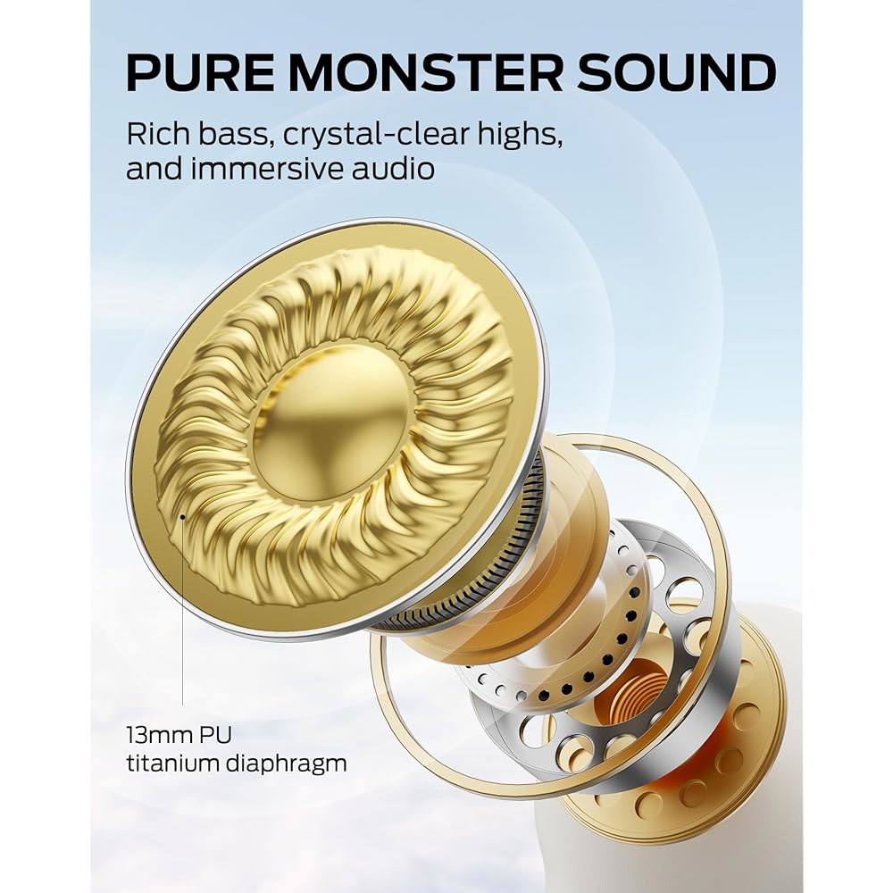Monster 오픈 이어 AC390 헤드폰, 충전 24시간 방수, 사운드가 IPX5 재생, 있는 6.0, 랜야드가 회전 스테레오 이어버드, 초경량 블루투스 야외 케이스, 스포츠용 - 상세 이미지 3