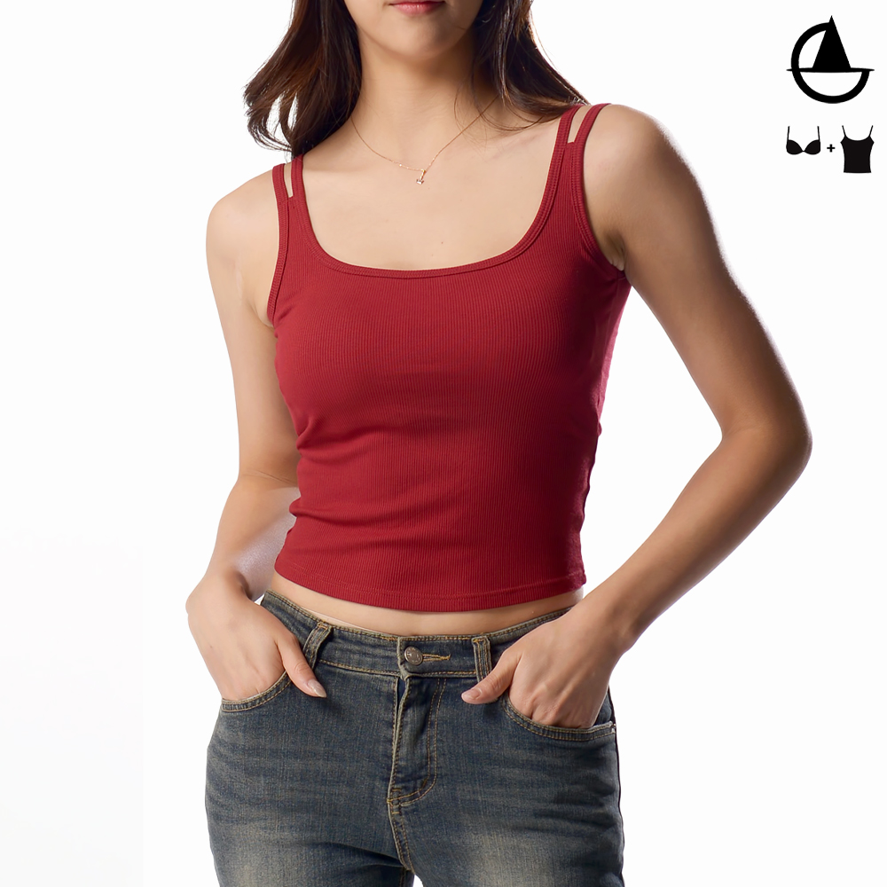 그리니치 요가복 예쁜목선 스퀘어넥 크롭 브라탑 캡나시 필라테스 - 상품 이미지