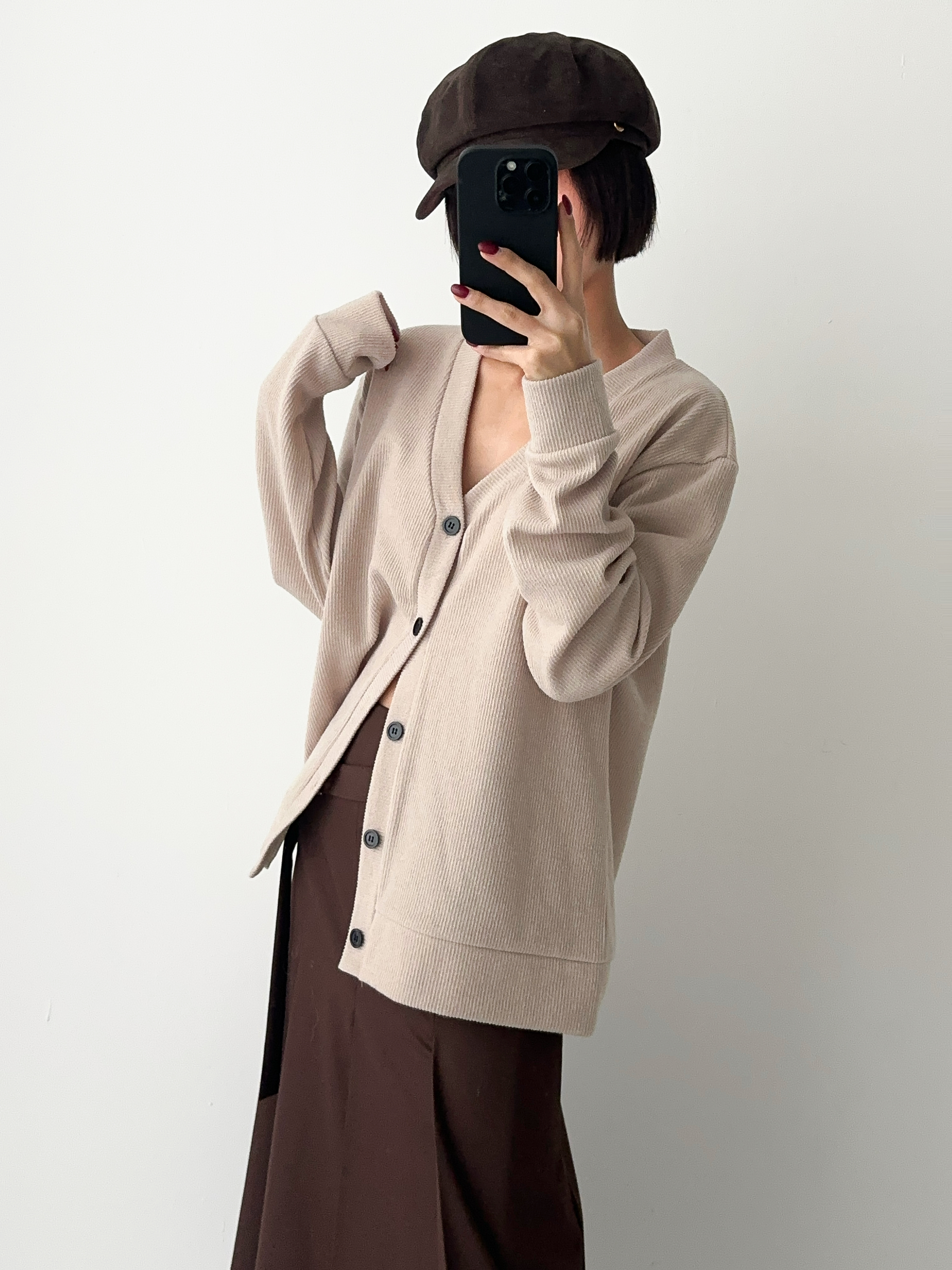 라모 가디건 오버핏 브이넥가디건 남녀공용 니트커플룩 시밀러룩 - 상세 이미지 3