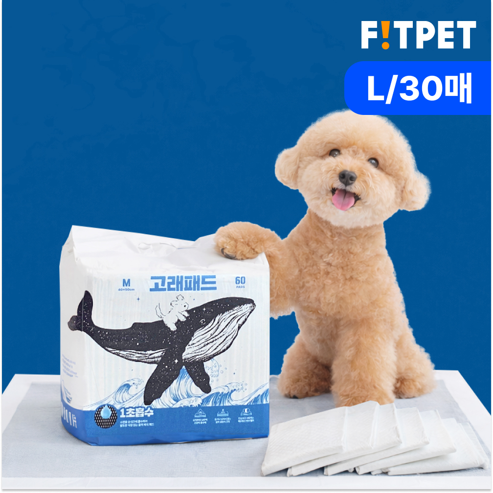 강아지 두꺼운 배변패드 반려견 고래패드 오리지널 고흡수 냄새잡는 대용량 대형, 30매입, 1개
