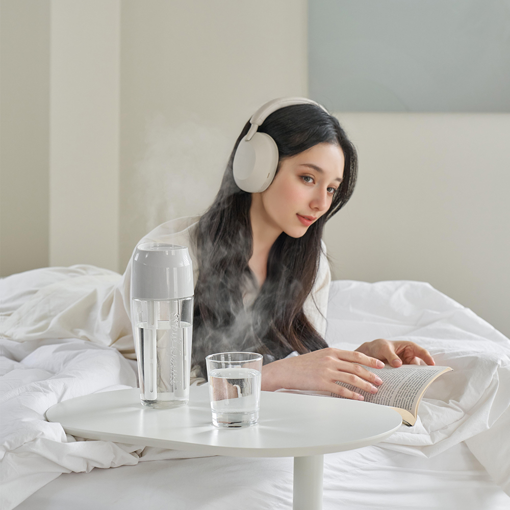 프롬비 더블미스트 진동자 교체형 유리 글래스 듀얼 미니 탁상용 무선가습기 FG280