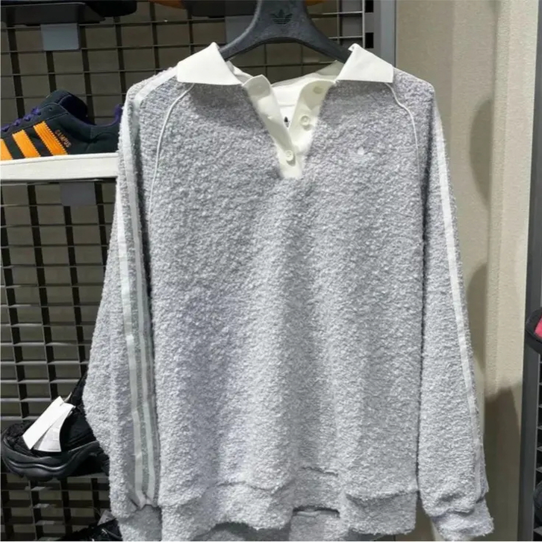 아디다스 오리지널 폴로 카라 부클레 카라 긴팔 티셔츠 그레이 KS7791 - 상세 이미지 5