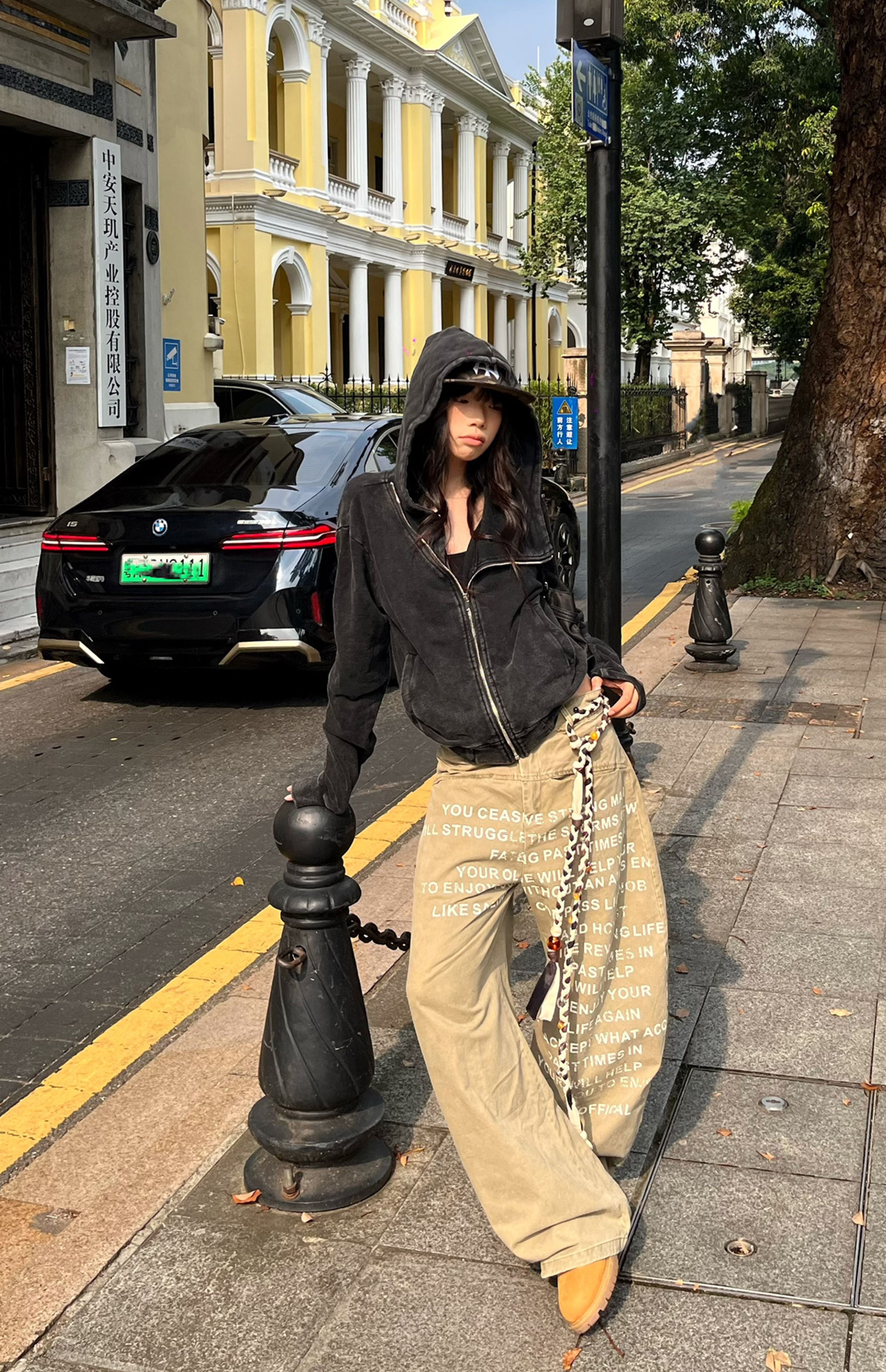 피그먼트 사선 지퍼 후드집업 박시핏 빈티지 이미지 6