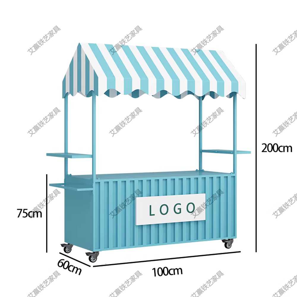 플리마켓 매대 가판대 부스 카트 야시장 시식대 이동 100x200cm 파랑 - 상세 이미지 5