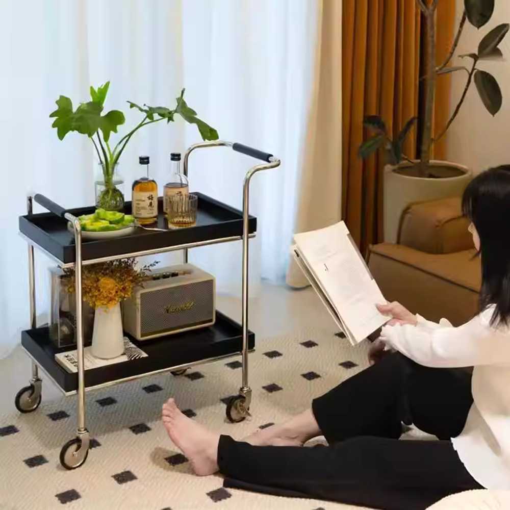 소파 트롤리 감성 카트 이동식 협탁 거실 다이닝 커피 블랙 - 상세 이미지 5