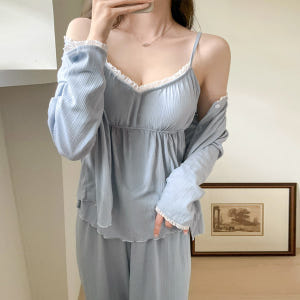 (국내제작)편안한 무드의 깔끔무지 3PCS 파자마 세트 st1471 착용 후기 | 사이즈/핏 총정리 - 상품 이미지 1