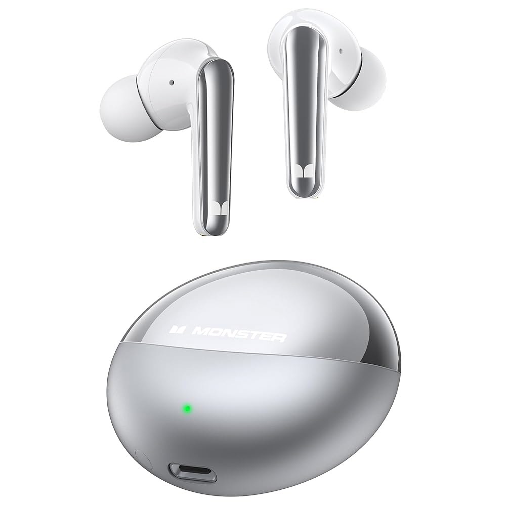 N-Lite 203 AirLinks 무선 이어버드, 30시간 방수 헤드폰 IPX6 컨트롤, HD 재생, 기능이 이어폰, 충전, 있는 터치 스테레오, 블루투스 인이어 통화 5.3 - 상품 이미지