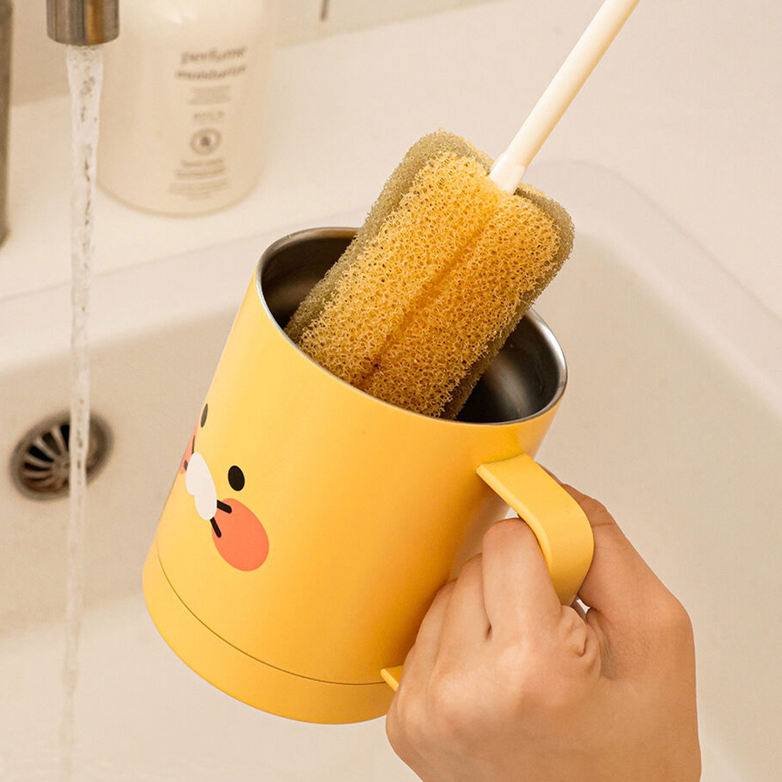 춘식이 스텐머그컵 뚜껑있는 텀블러 보온보냉 캠핑 손잡이 리유저블컵 340ml, 춘식얼굴 이미지 6