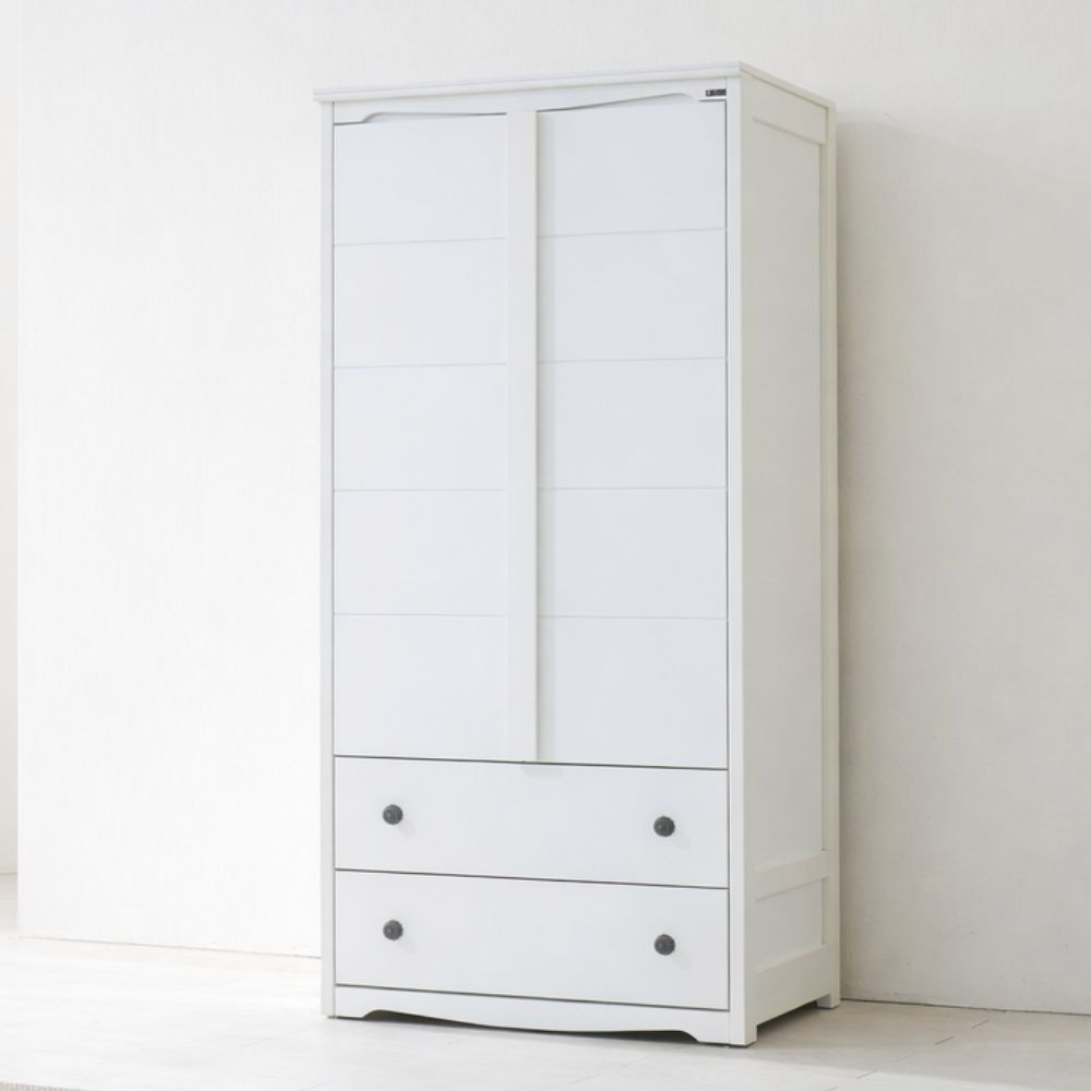 힐 광폭 원목옷장 키높이옷장 입본장 900 900x600x2000mm, 2단, 화이트 - 상품 이미지