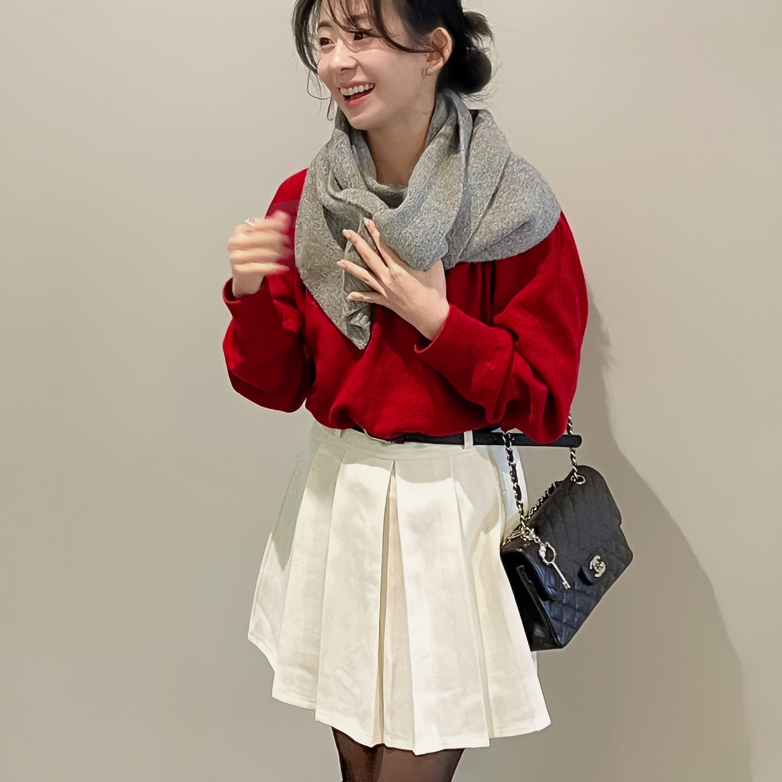 지뉴 플리츠세트 벨트 미니스커트 | 사계절 여성 베이직 4부 A라인 주름 치마 벨트 프레피룩 - 상세 이미지 2