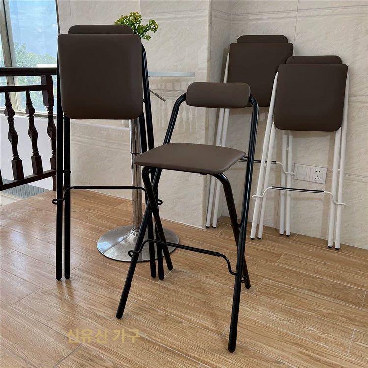바텐더 홈바 간의의자 낚시 카운터 계산대 베란다 테라스 교회 65cm 올블랙 쿠션 - 상세 이미지 5