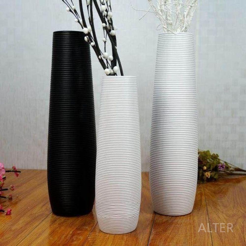 세라믹 긴 화병 미니 투명 도자기 오브제 달항아리 인테리어 22703 화이트 곡선 58cm - 상세 이미지 4