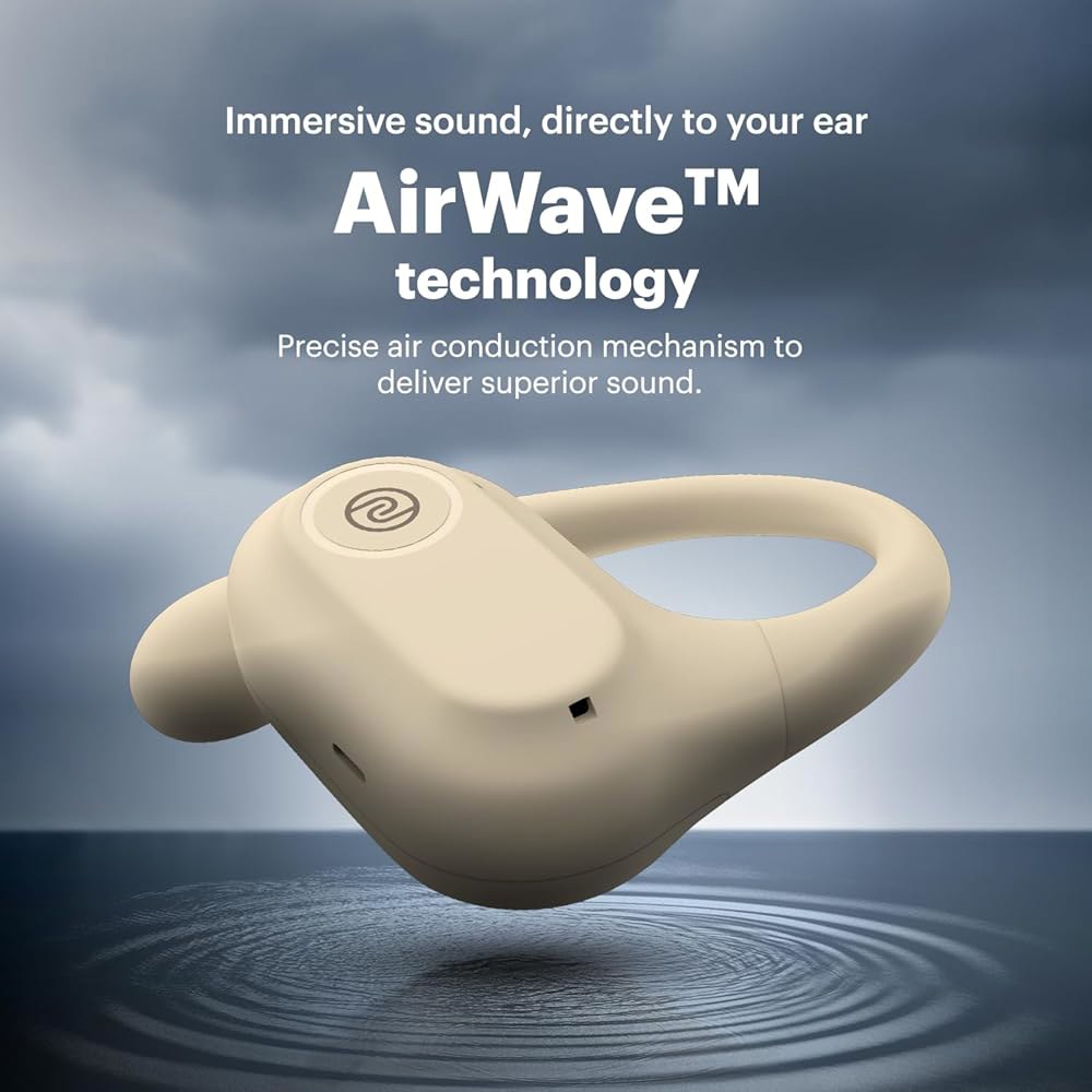 Noise Pure Pods AirWave 체육관 땀 이어버드, 무선 편안함, 없음 80시간 기술이 최고의 오픈 달리기, 피로 방지, 적용된 하이킹, 넥밴드, 탈착식 귀에 베이지) - 상세 이미지 3