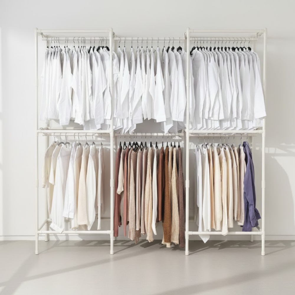 서랍 행거 이동식 시스템행거 스탠드 옷걸이 옷장 2단 수납