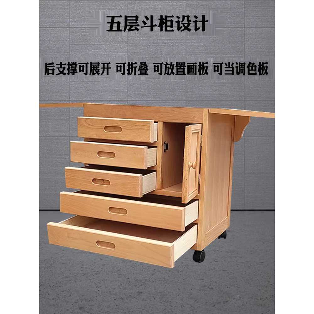 화방 트롤리 미술 보관랙 수채화 유화 이동식 서랍 심플 3단 - 상세 이미지 2