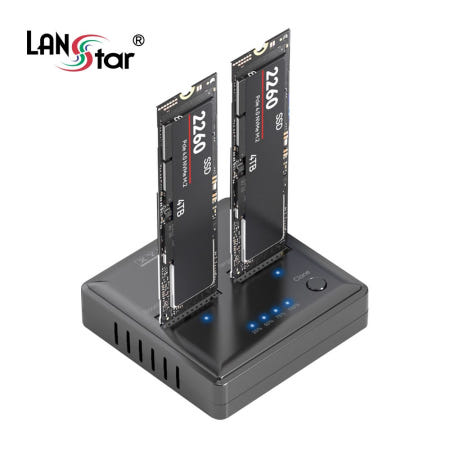 2230~22110 사이즈 모두 호환 NVMe M.2 SSD 전용 JMS586U 칩셋 M.2 NVMe SSD 듀얼 복제 도킹 스테이션 LS-NVDOC-N