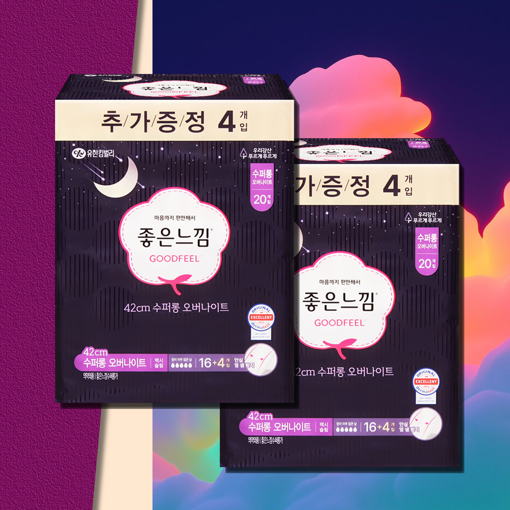 좋은느낌 수퍼롱 오버나이트 맥시슬림 생리대 20매 2팩 - 상품 이미지