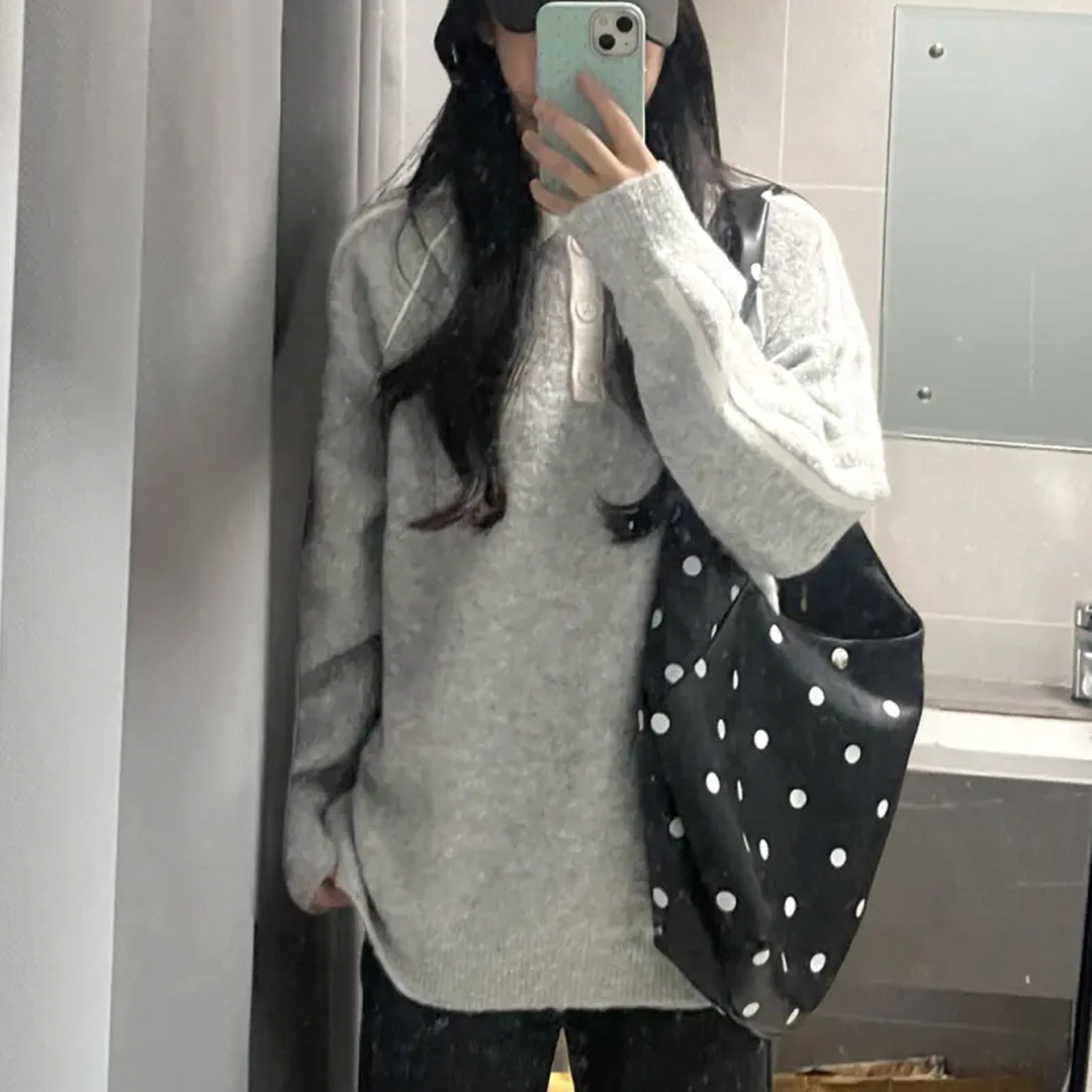 아디다스 오리지널 폴로 카라 부클레 카라 긴팔 티셔츠 그레이 KS7791 이미지 7