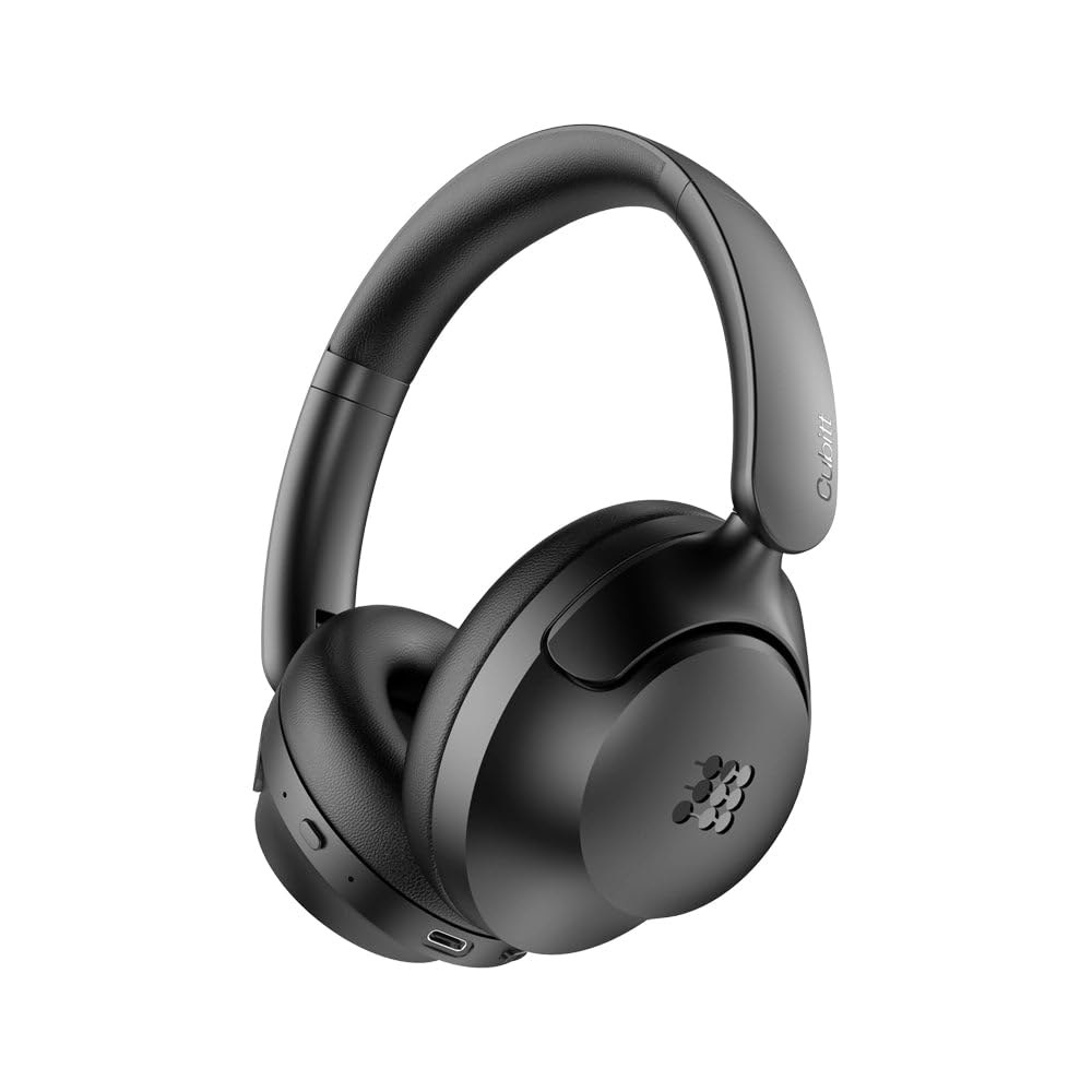 Cubitt Headphones Lite - 블루투스 무선 ANC, 접이식 60H, 블랙 오버이어 5.4 헤드폰, Light Sand - 상품 이미지