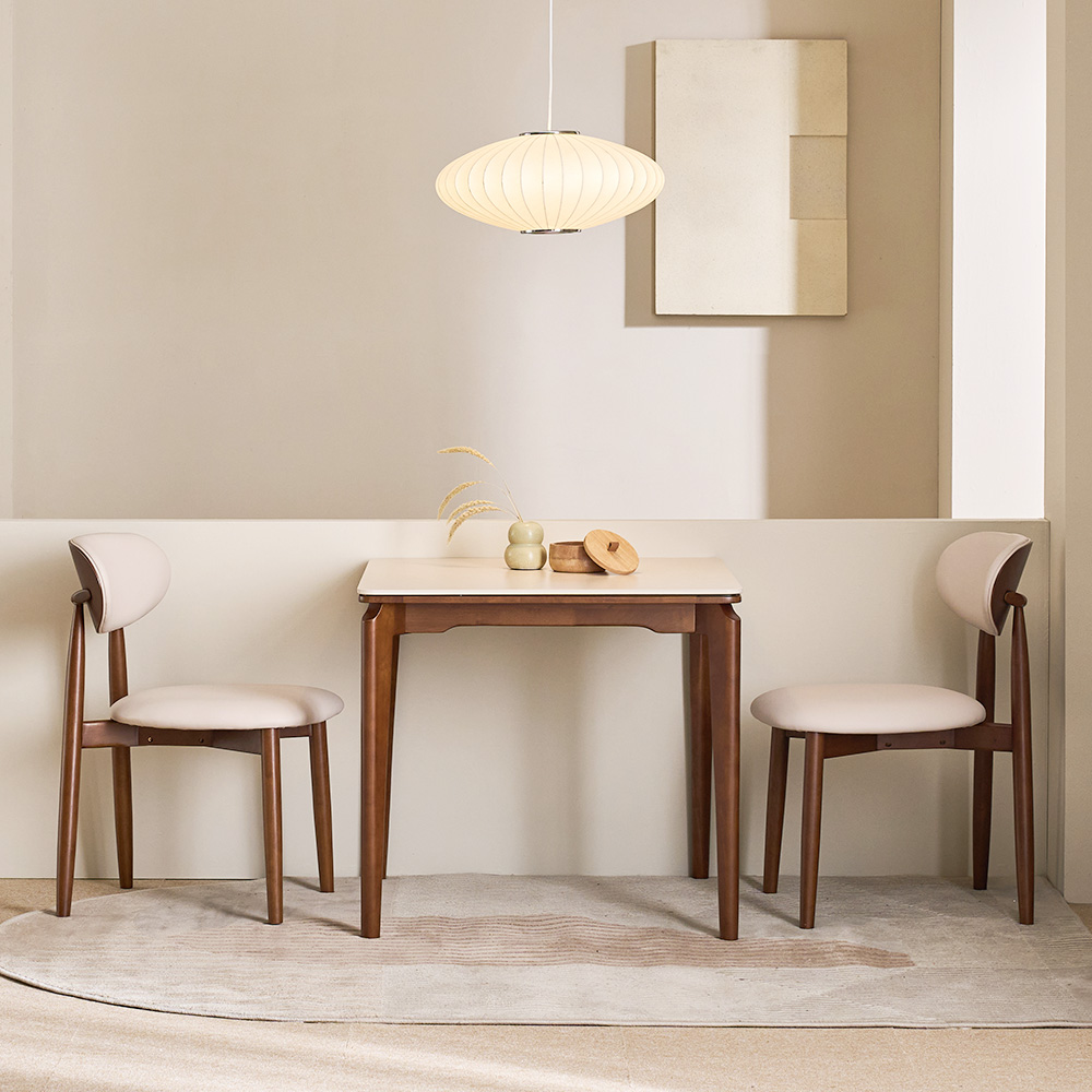 [무료내림] 장인가구 해롤드 원목 세라믹 다이닝 테이블 2인 4인 6인 식탁세트 식탁+의자2, 800mm, 내추럴프레임 베이지상판