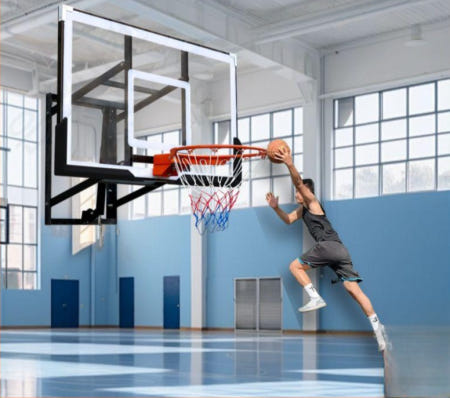 [해외]걸이식 농구대 실내 높이조절 체육관 백보드 리프트 핸드 특별 할인 PC 화이트 110x70cm