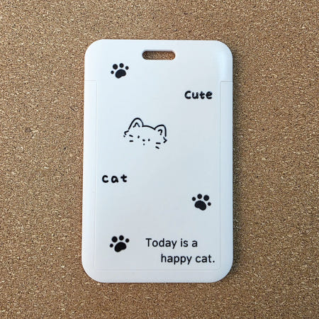 깔끔한 흰색 냥젤리 디자인 학생증 카드 케이스 사원증 홀더