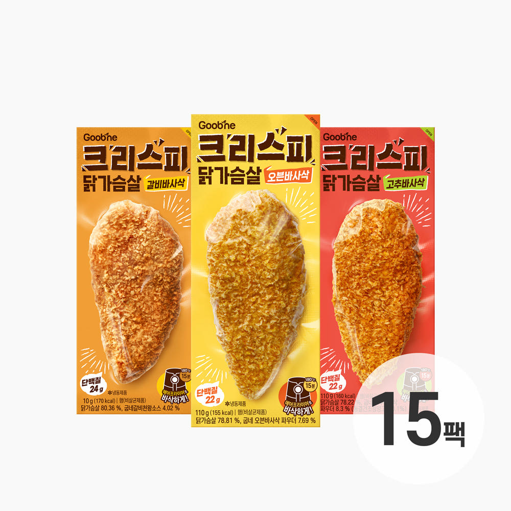 굽네 고추바사삭 닭가슴살 110g 3종 15개입