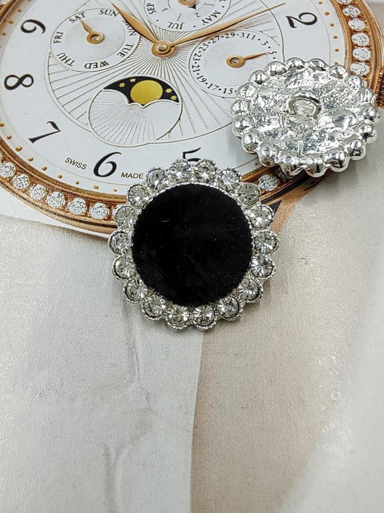단추 공예 여성용 메탈 럭셔리 가디건 바느질 재료 보석 로즈골드 블랙 벨벳 직경18mm 2개 - 상세 이미지 3