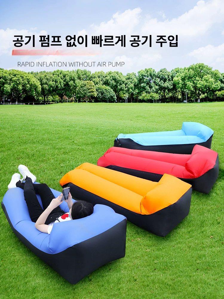 야외 캠핑용 접이식 에어매트 휴대용 에어 피크닉용 내장베개포함 블루 - 상세 이미지 2