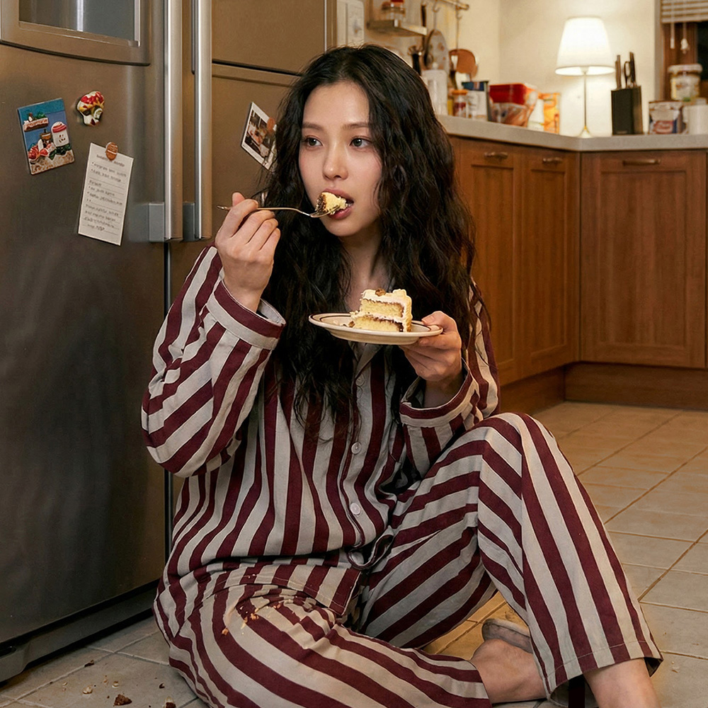 [도씨] 실크핏 노바 긴팔 카라 커플 잠옷 세트 홈웨어 제품 이미지