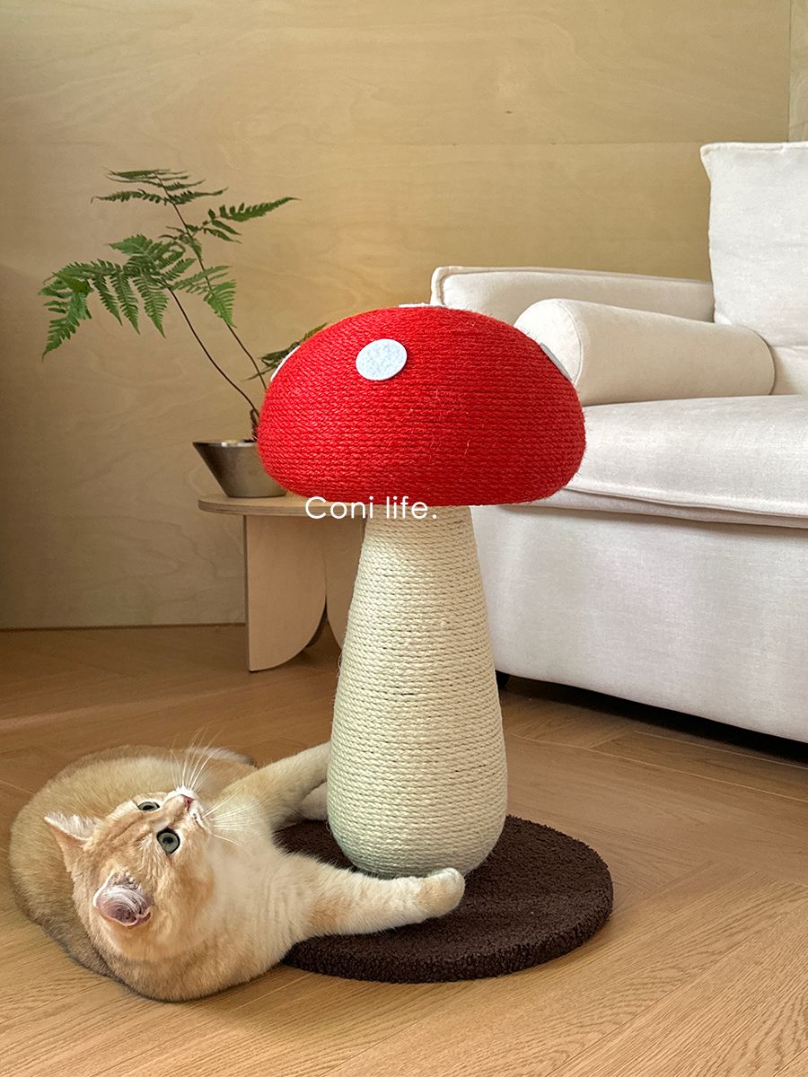 고양이 스크래쳐 세트 놀이 버섯모양 장난감 고양이놀이터 레드머쉬룸 하이 50 x 35cm - 상품 이미지