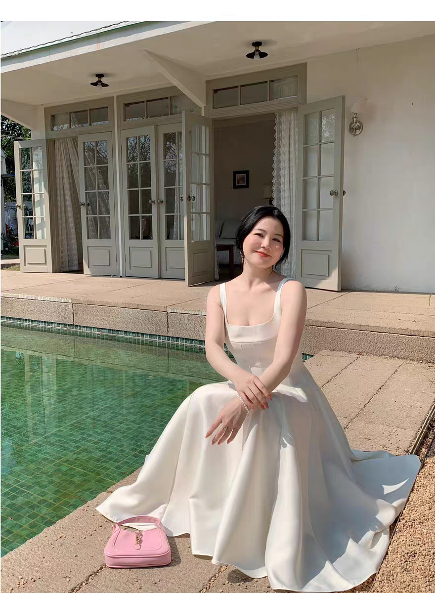 빅사이즈 브라이덜샤워 미디드레스 2부 파티 촬영 플레어 드레스 - 상세 이미지 5