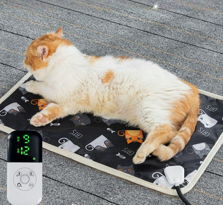 고양이 전기장판 반려동물 온열 매트 강아지 항온 방수 3단 온도 조절 30 x 35cm 블랙 캣 - 상품 이미지
