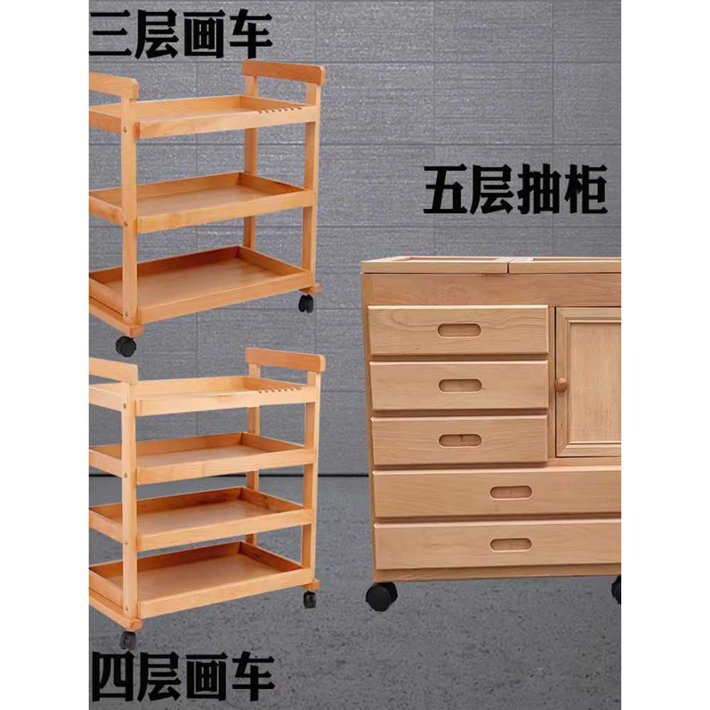 화방 트롤리 미술 보관랙 수채화 유화 이동식 서랍 심플 3단 - 상세 이미지 5