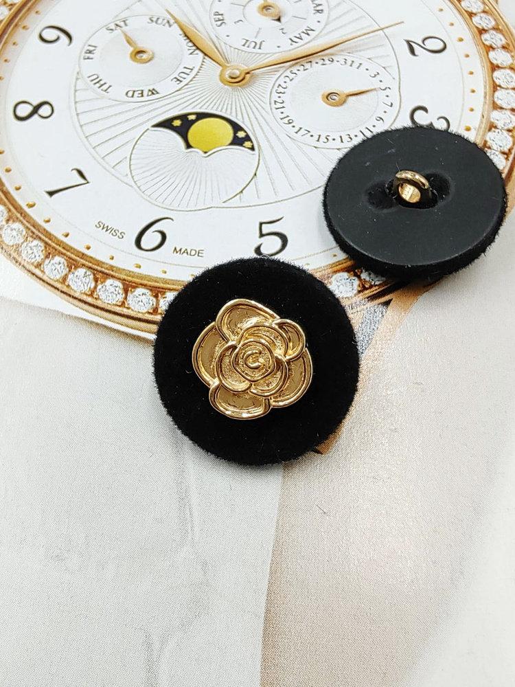 단추 공예 여성용 메탈 럭셔리 가디건 바느질 재료 보석 로즈골드 블랙 벨벳 직경18mm 2개 - 상세 이미지 5