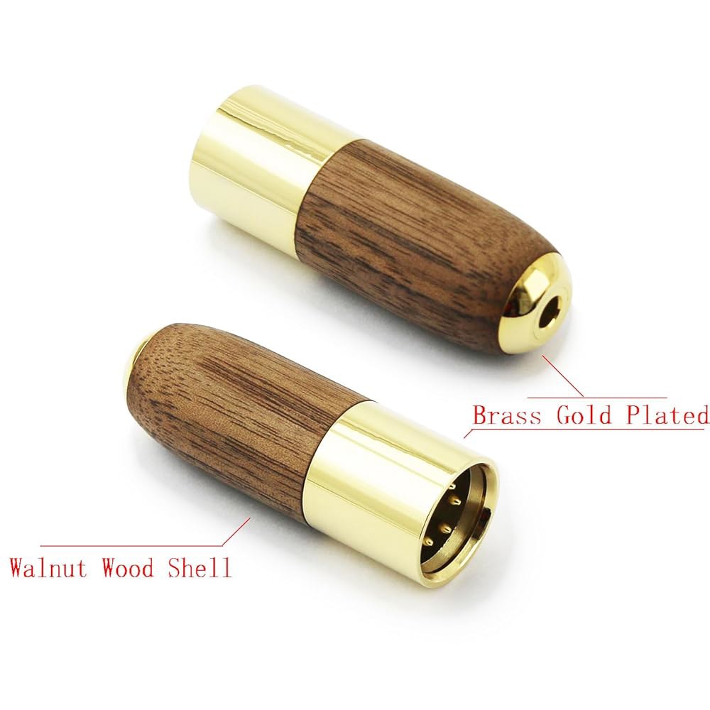 NewFantasia 4핀 XLR 밸런스 수 4.4mm 쉘 도금 우드 - 오디오 금 헤드폰 커넥터 황동 월넛 암 어댑터 - 상세 이미지 3